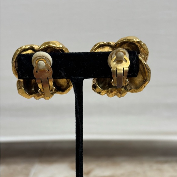Antigona Paris Chunky Knots Gold Plated Large Clip on Earrings Signed - Picture 4 of 11